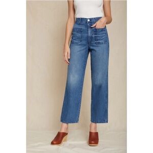 AMO Womens Patch Pocket Pant Jeans Delight Relaxed Wide Leg Size 26 Boho